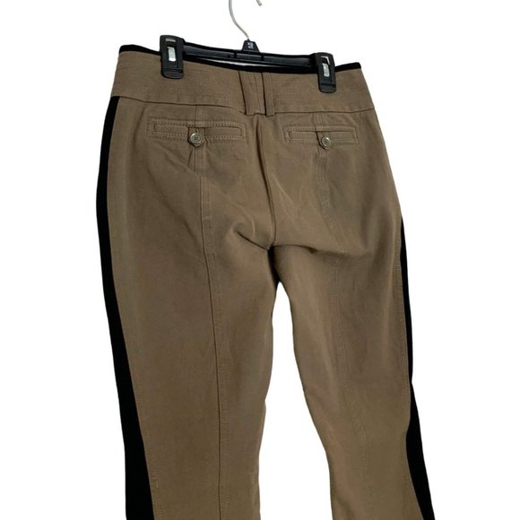 Express Womens Size 2 Brown Black Racing Stripe Double Button Pants Skinny Milit - Picture 5 of 5
